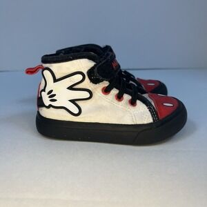 Disney Mickey Mouse Kids High Top Shoes Ground Up Youth Size 6 White Black Red